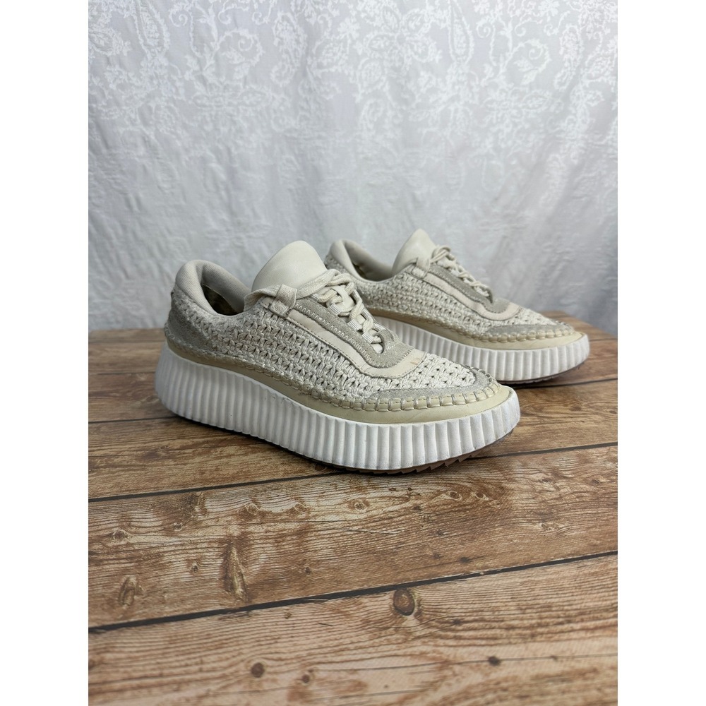 Dolce Vita Womens 8.5 Cream Nama Platform Sneaker Woven Mesh Boho Y2K Utility